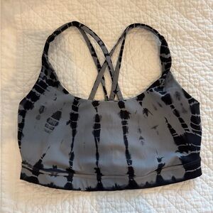 Lululemon Energy Bra - Black/Gray Tie-Dye Sports Bra, size 8